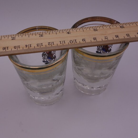 Set of Two(2) Canada A Mari usque ad Mare Shot Glasses with Gold Rim - Picture 4 of 11